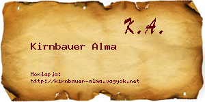 Kirnbauer Alma névjegykártya
